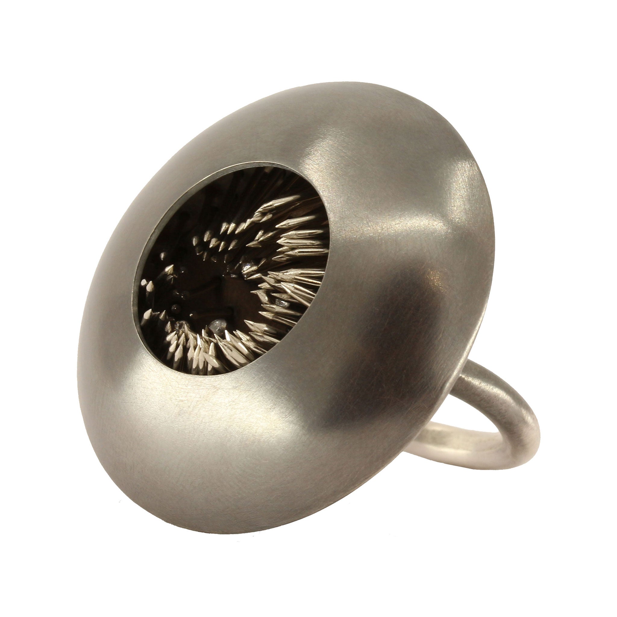 Oxidised Silver, Steel and Cubic Zirconia H.n4 Ring